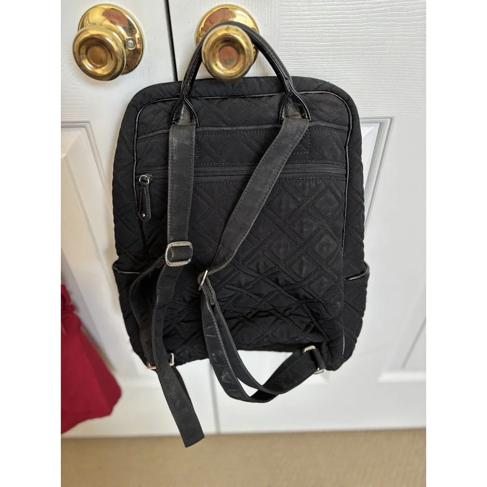 Vera Bradley Classic Black Microfiber Medium Backpack. RARE- Excellent Condition